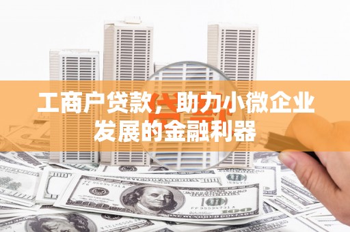 乡城工商户贷款，助力小微企业发展的金融利器