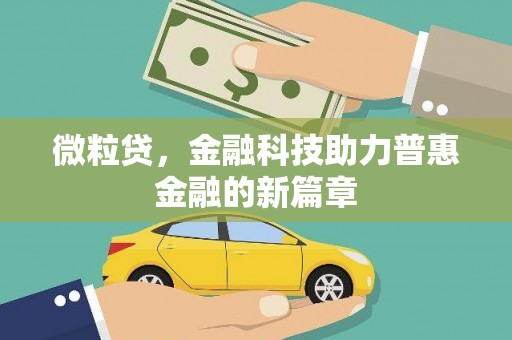 乡城微粒贷，金融科技助力普惠金融的新篇章