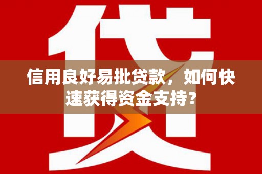乡城信用良好易批贷款，如何快速获得资金支持？