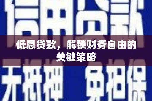 乡城低息贷款，解锁财务自由的关键策略