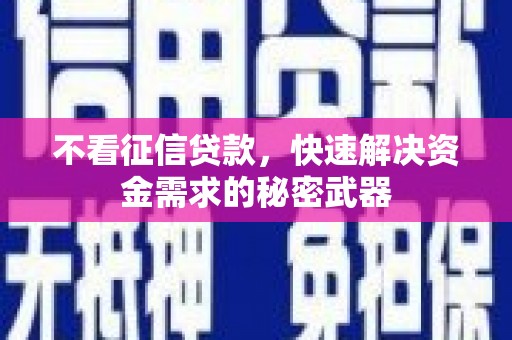 乡城不看征信贷款，快速解决资金需求的秘密武器