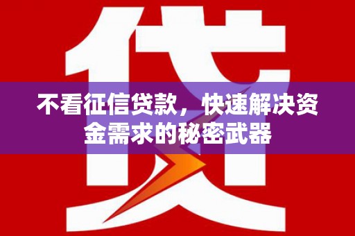乡城不看征信贷款，快速解决资金需求的秘密武器
