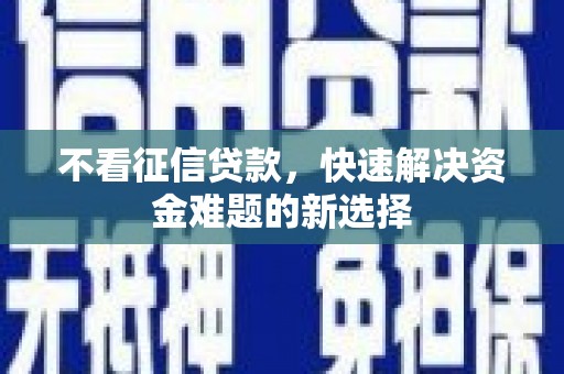 乡城不看征信贷款，快速解决资金难题的新选择