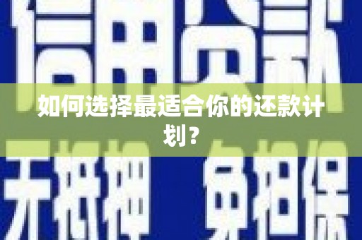乡城如何选择最适合你的还款计划？