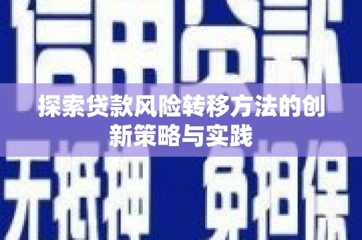 乡城探索贷款风险转移方法的创新策略与实践
